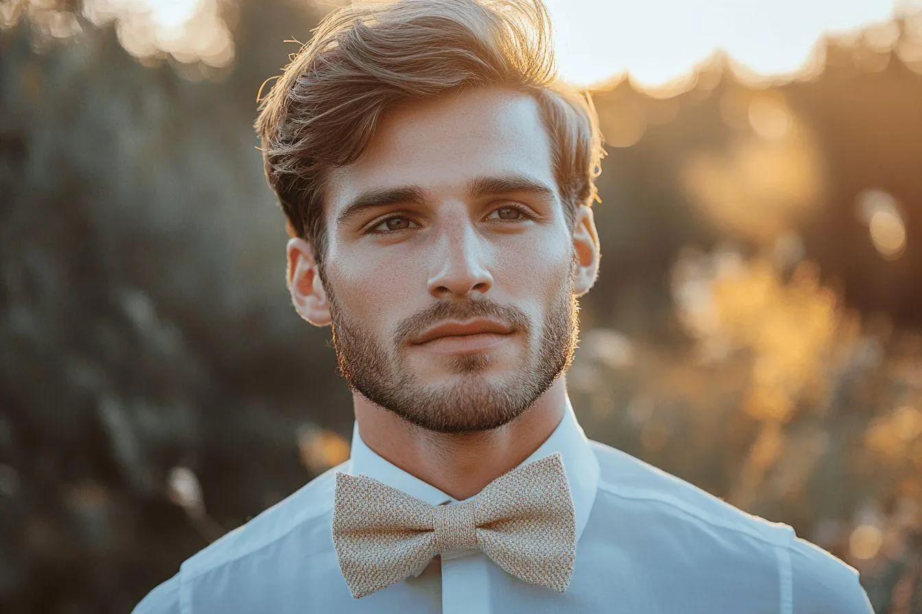 Nœud papillon homme style casual élégant : Look naturel avec un nœud papillon pour tenue décontractée élégante